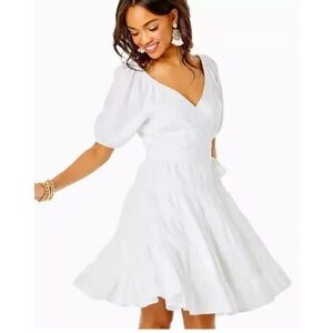 Lilly Pulitzer White Puff Sleeve Dress